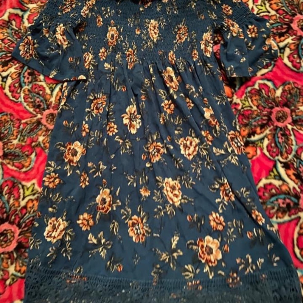 Off the shoulder blue dress